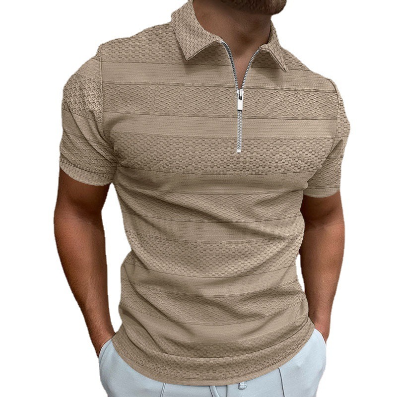 2023 summer mens polo shirt solid color short sleeve lapel T-shirt casual jacquard top men