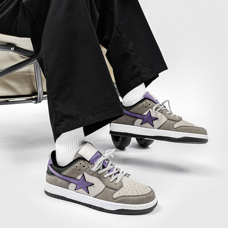 Free shipping affordable luxury chaussures Shoes mens womens gray purple color matching versatile board shoes niche trend fashion casual sports shoes
