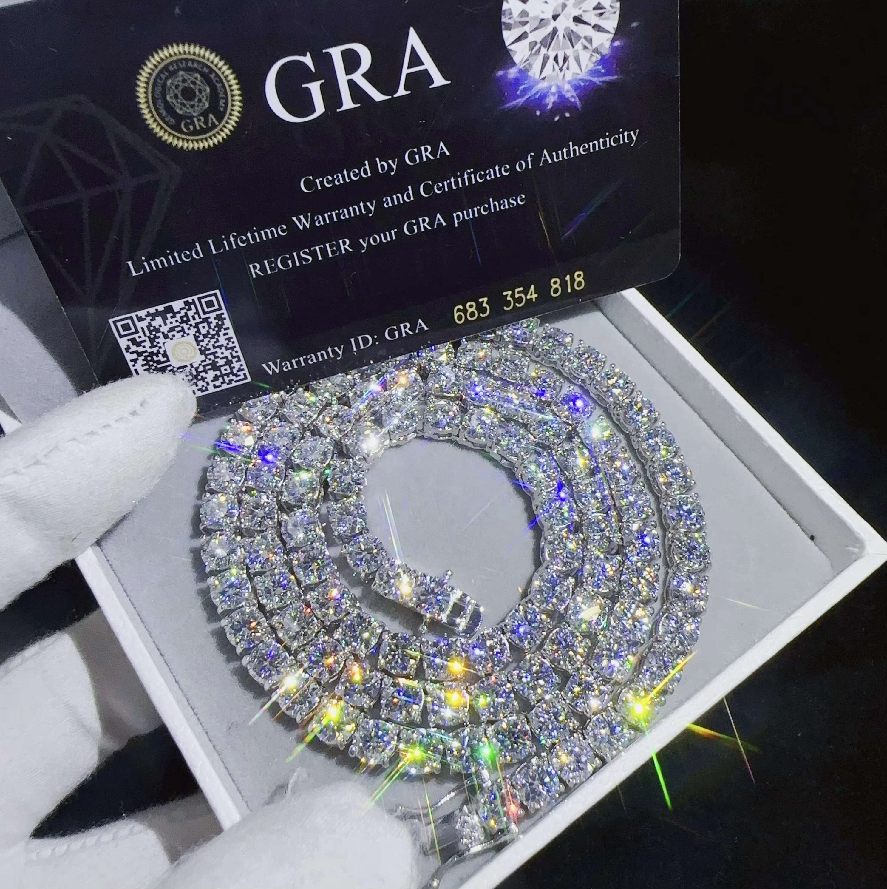 Fashion Jewelry Hip Hop Necklace Pass Diamond Tester 5mm Vvs Moissanite Iced Out Tennis Chain for Men Women