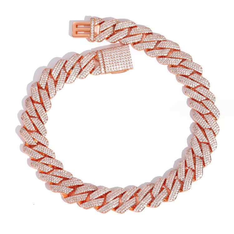 Fashion Price 16 Inch White Gold 20mm Hip Hop Moon Iced Out Vvs Moissanite Miami Cuban k Chain Jewelry Set for Men