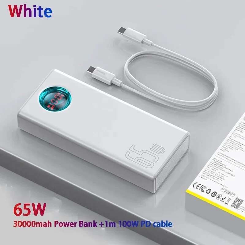 Baseus 65W 30000mAh Power Bank PD Quick Charge FCP SCP Powerbank Portable External Charger For Laptop Tablet phone