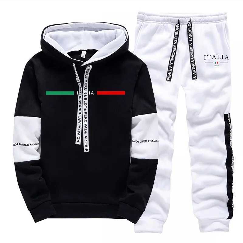 Hot Sales Mens Tracksuit Print Casual Sweatshirts Outdoors Sports Jogging Mens Clothing High Quality Single Piece Hoodie Pants W251110