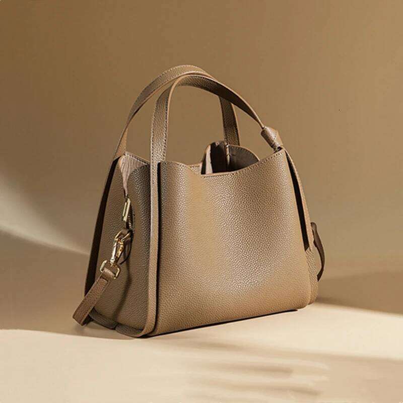 Hifashion Vintage Cow Genuine Leather Bucket Tote Shoulder Bags For Women 2025 Luxury Designer Shopper Crossbody Ladies Handbags