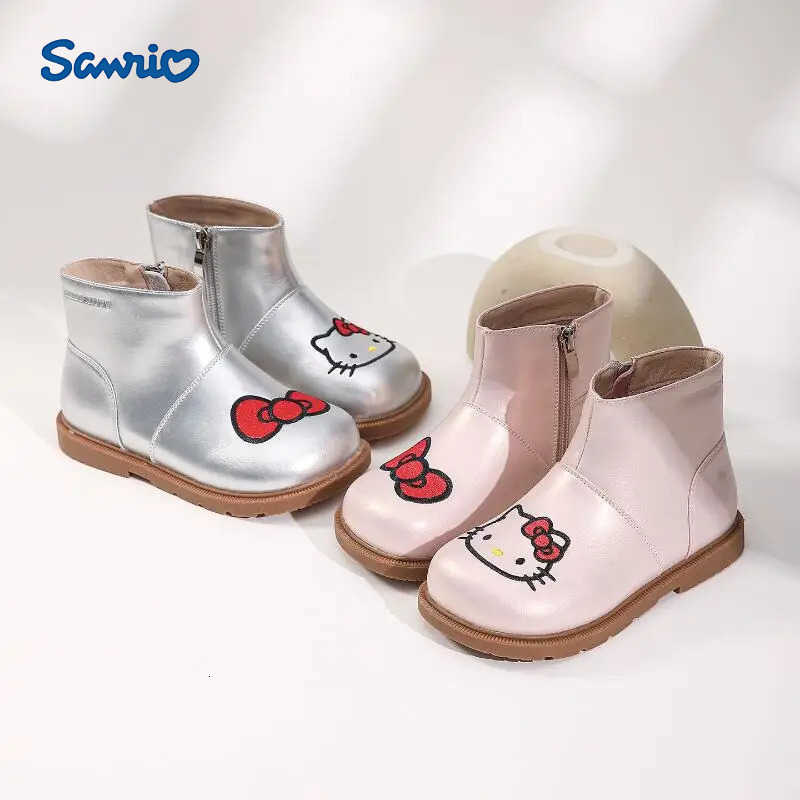 Sanrio Girl Hello Kitty Kawaii Lightweight Fashion Soft Sole Leather Boots Student Cartoon Winter Child Casual Shoes New Style H251110