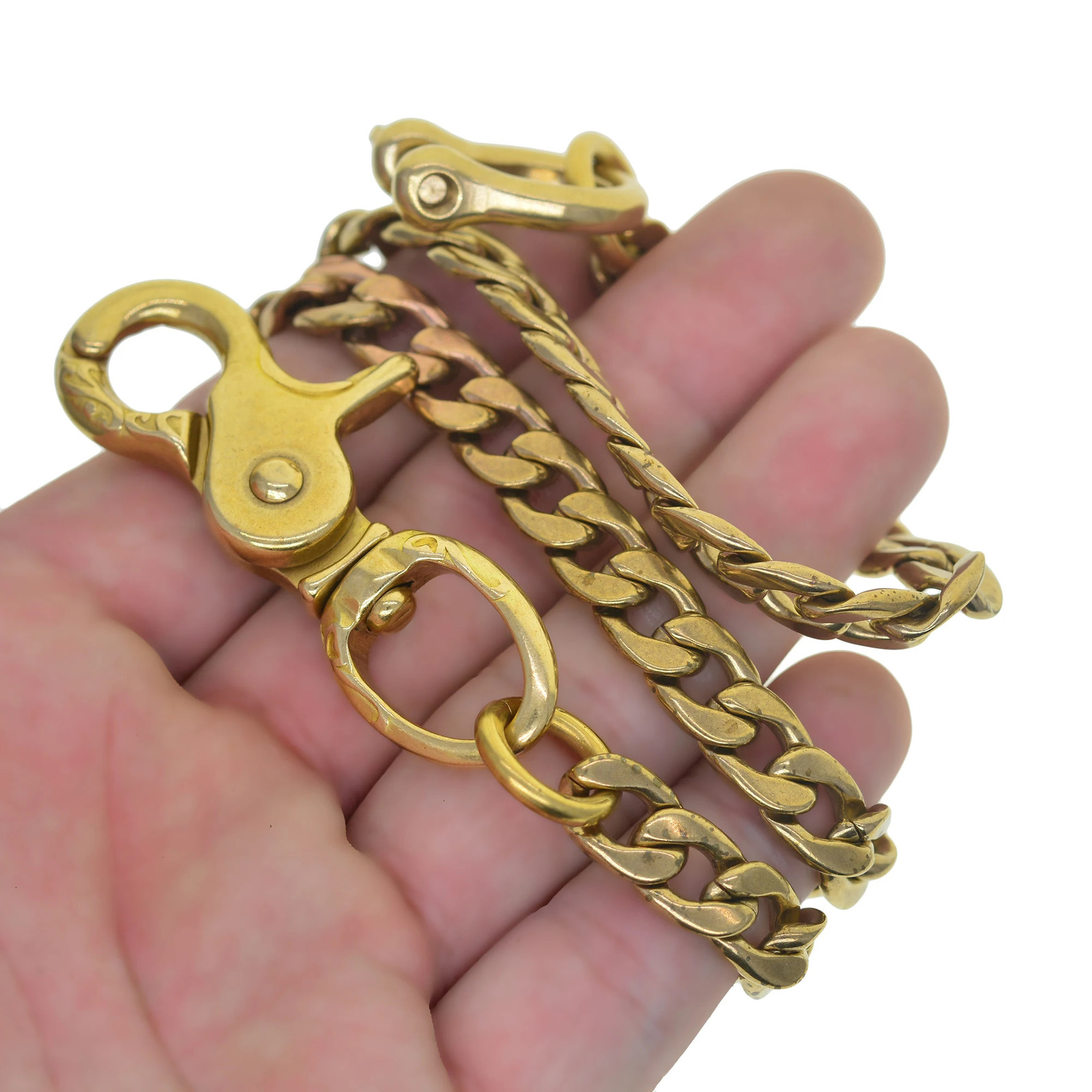 High quality brass wallet jeans runners motor Italian 9mm NK Figaro curl flat Cuban chain link heartshaped lobster hook release buckle 250410