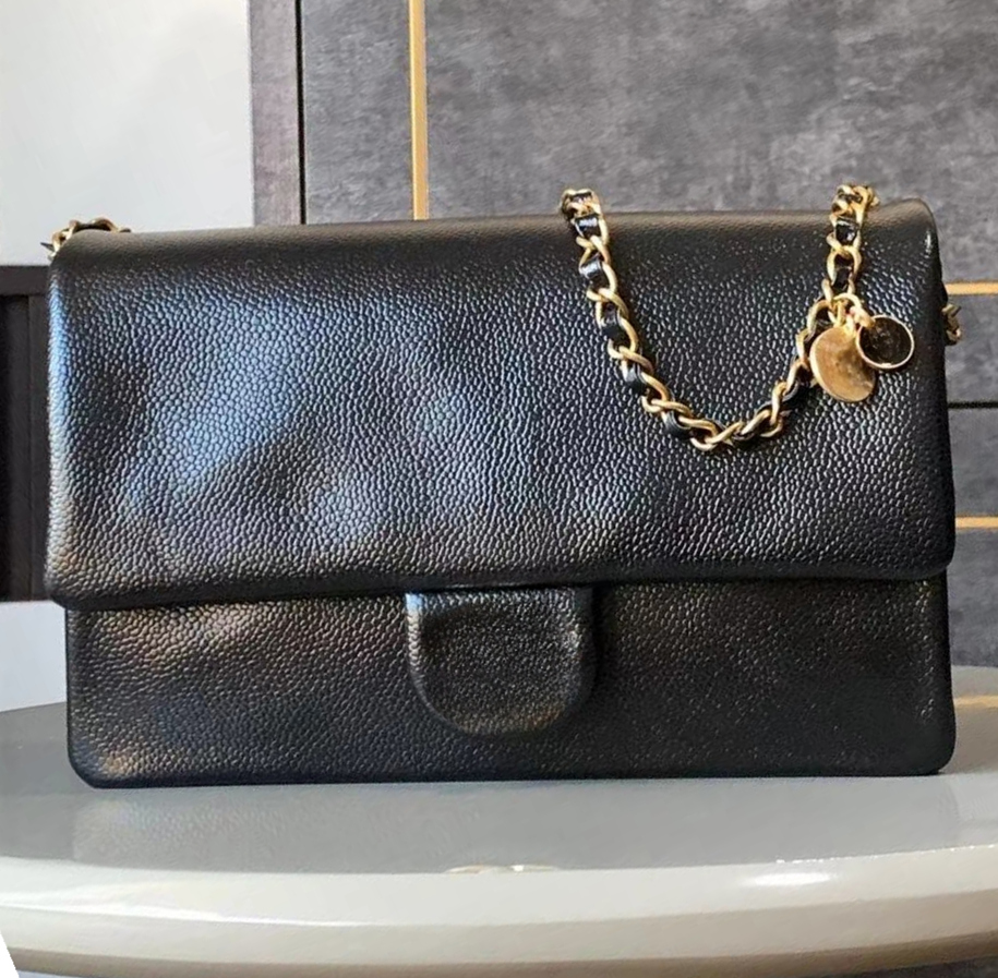 Latest Flap Luxury Designer Grained Shiny Calfskin Shoulder Gold Metal Hardware Crossbody Fashion Women Travel Shopping Clutch Bag Purse