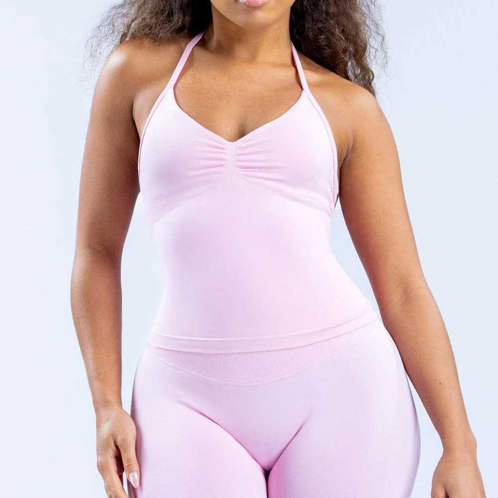 Impact Longline Strappy Top Halterneck High Stretch Built in Bra with Removable Pads Soft Touch Fitness Tank TopXJ250410