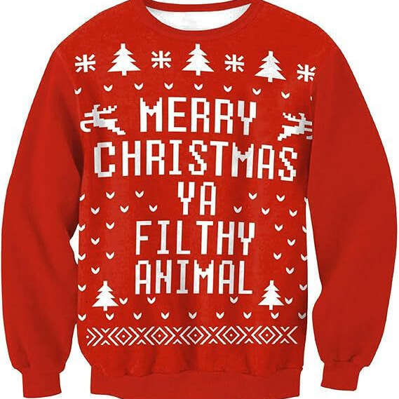European and American New Autumn Green Fur Monster Santa Claus 3D Digital Print Christmas Crew Neck Long Sleeve Sweatshirt for Men