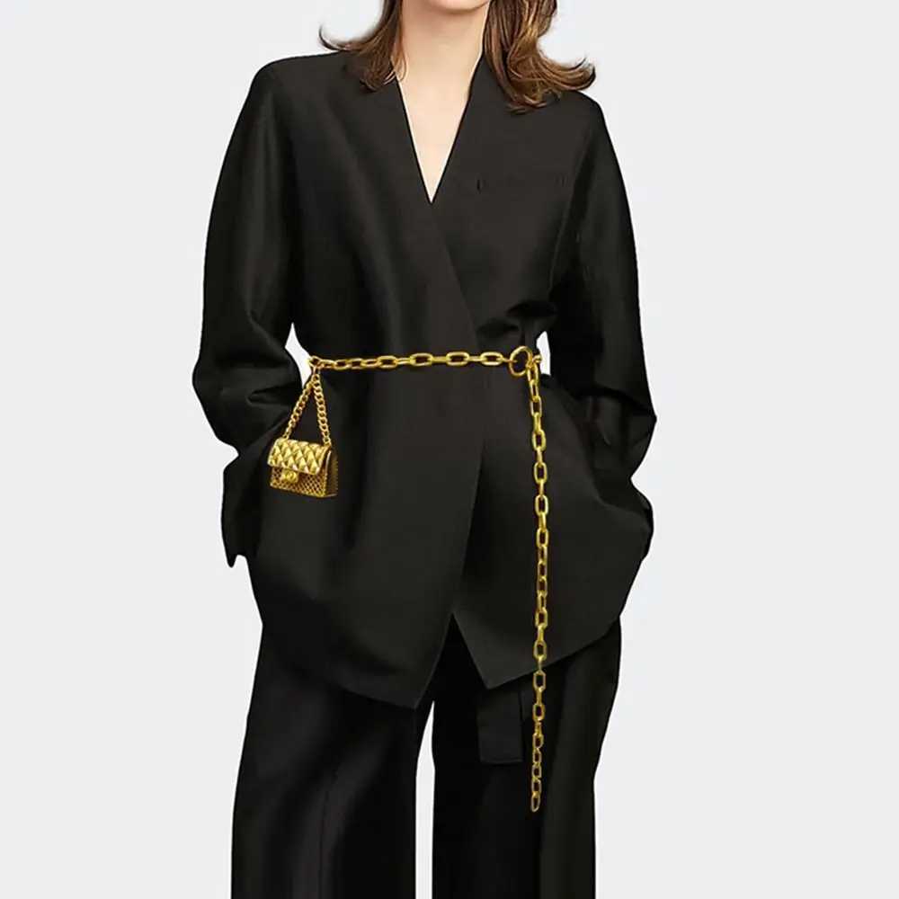 Design ultra-thin and fitted party dress jeans tassel belt gold chain belt clothing belt metal bag belt X250410
