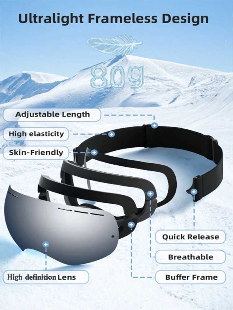 Ski Glasses for Men Women - 2025 Simple Goggles Windbreak Ventilate UV400 Anti-Glare Four Season Universal Snowboarding K251110