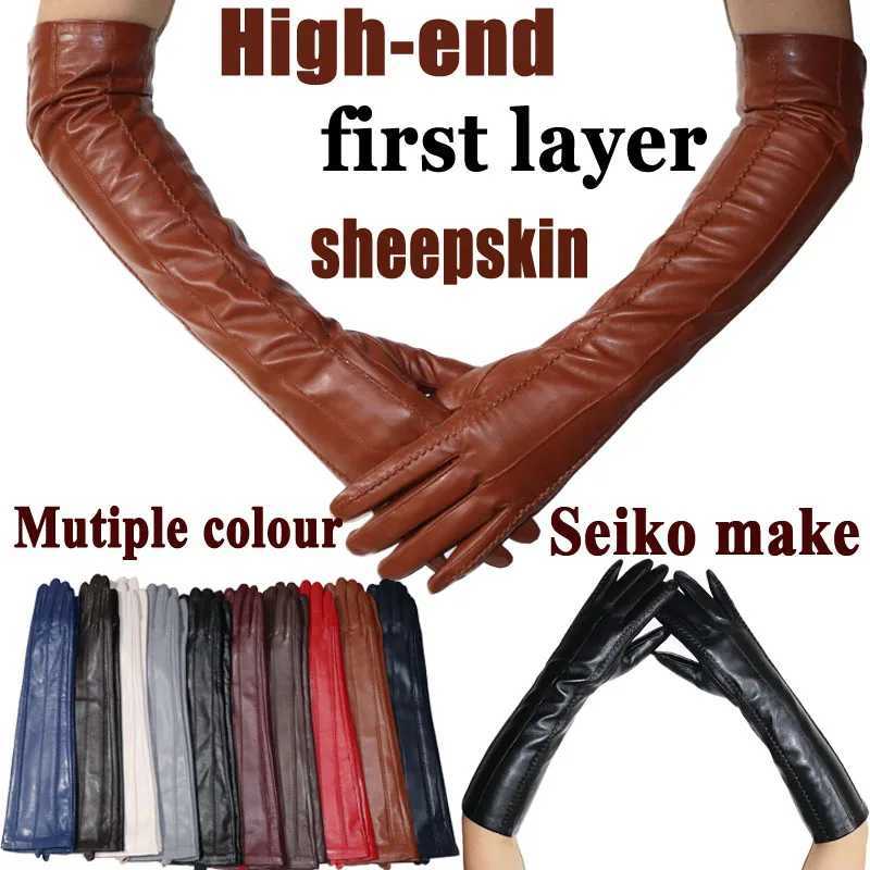 High-end Long Leather Gloves WomensLeather Sleeve Arm Covers Winter Warm Thick and Thin Driving Touch Screen Sheepskin Gloves L251110