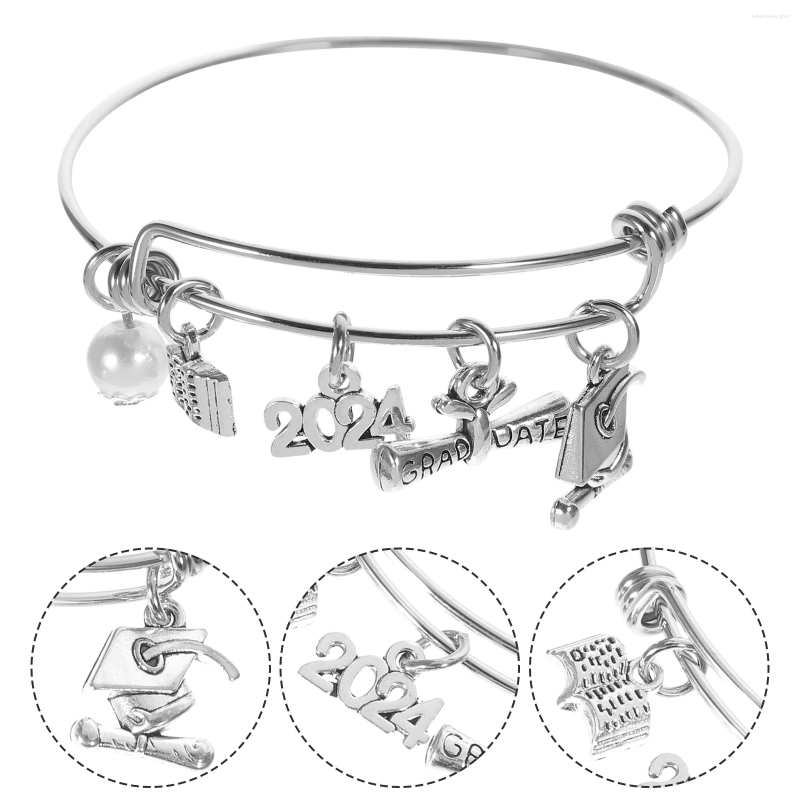 Charm Bracelets Adjustable Graduation Bracelet 2025 Class Of Durable Engraved Motivational Jewelry Perfect Gift For Graduates Graduate