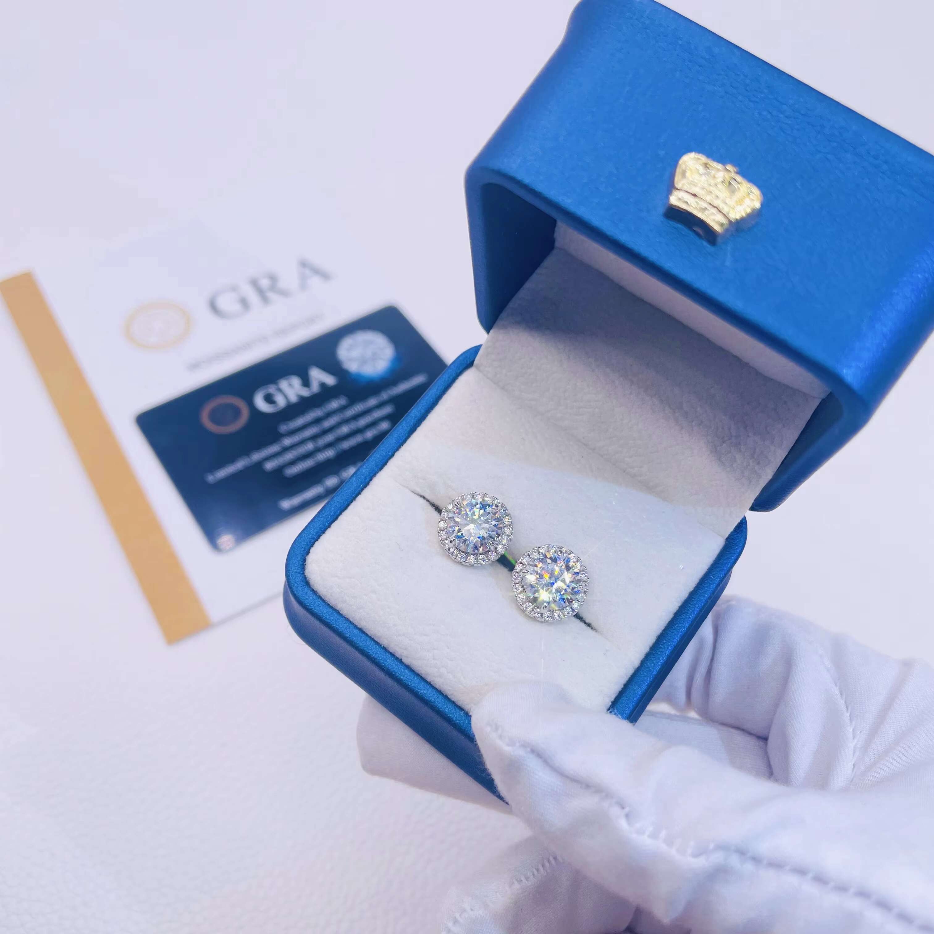 Fashion Jewelry 925 Sterling Silver Earring 5mm 6.5mm 8mm VVS Moissanite Diamond Hip Hop Earrings Stud
