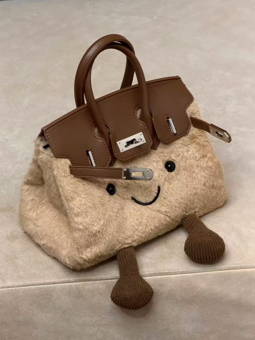 Cute Plush Crossbody Bag For Women New Style For Autumn And Winter Fashionable Cartoon Style Soft Fur Bag Kelly Handbag