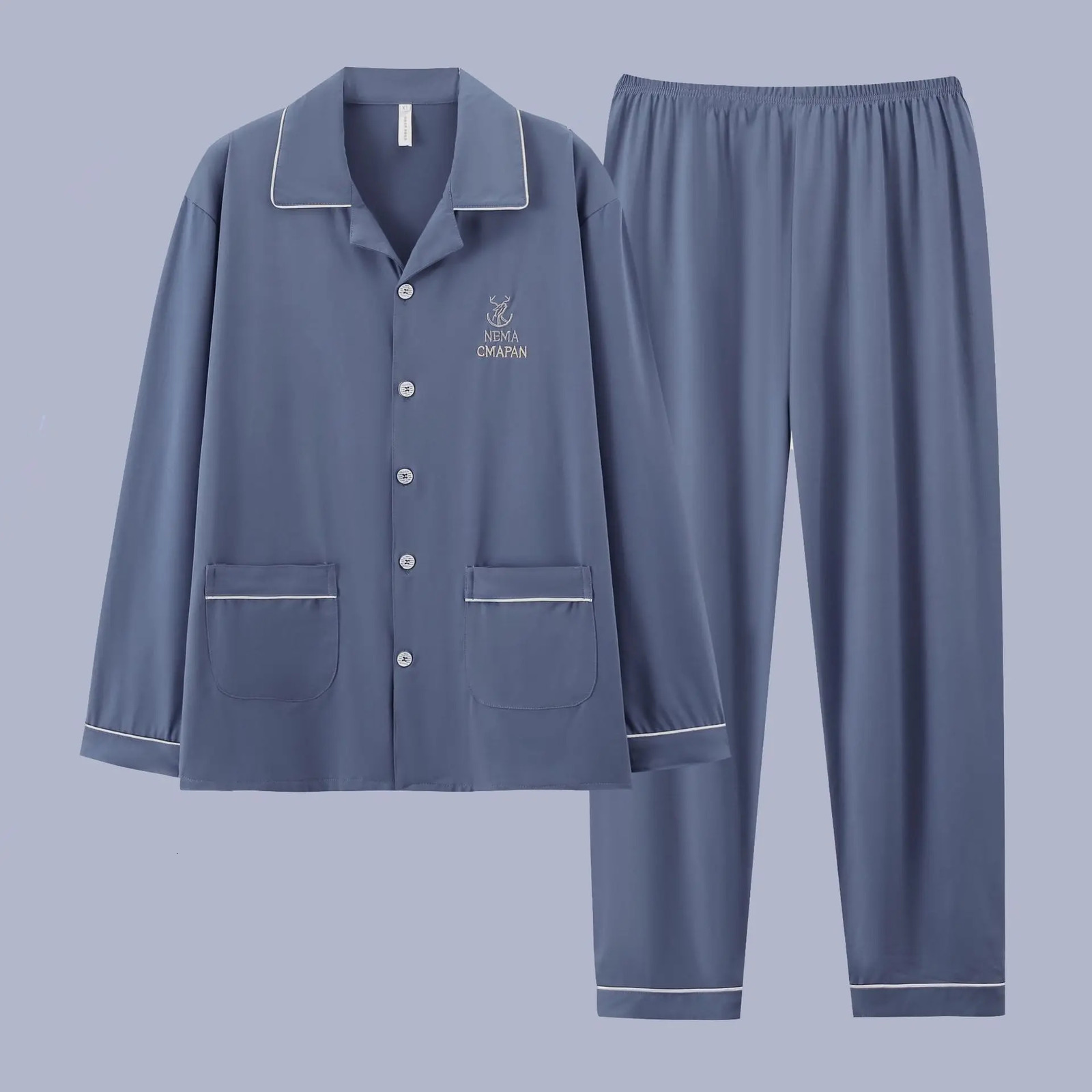 Spring and Autumn Mens Pajama Set Mens Long Sleeve Pajama Summer Mens Wear Plus Size Mens Wear Set 250410