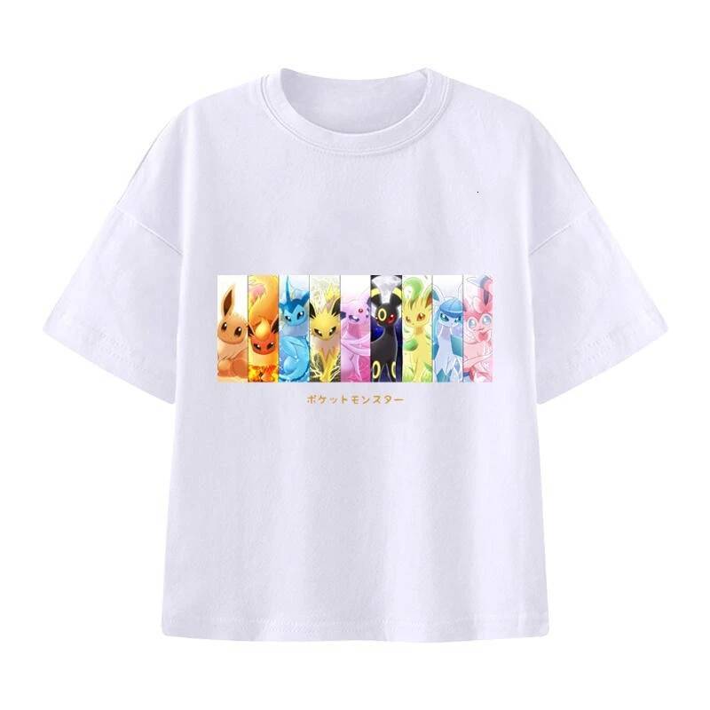 Ddmytues Handheld Game Eevee Cartoon T-Shirt Autumn Men And Women Trend Loose Casual Short-Sleeved Top Halloween Christmas Jackets