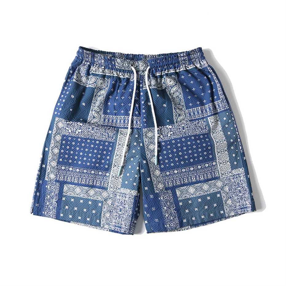 Mens Hawaiian board shorts streetwear Paisley printed casual shorts mens Harajuku summer quick drying breathable knee pants X250410