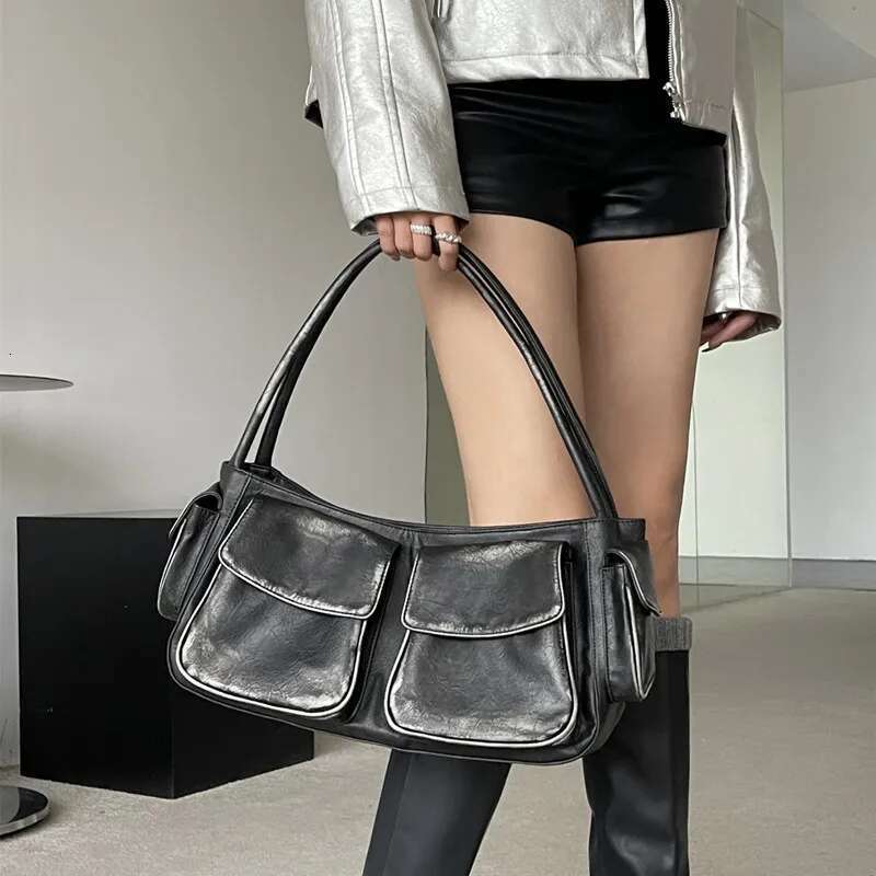 Vintage Y2k Underarm Bags For Women Designer Handbag And Purse 2023 New In Moto & Biker Multiple Pockets Square Shoulder