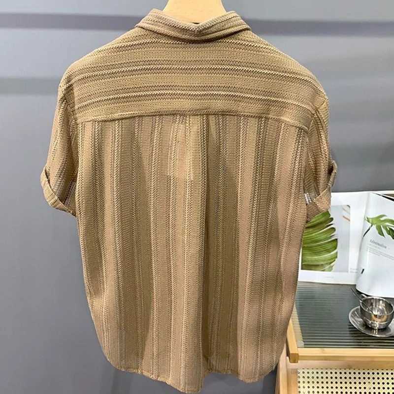 Korean fashion short sleeved shirt mens summer thin fashion handsome French light luxury dress Hawaiian shirt mens fashion X250410