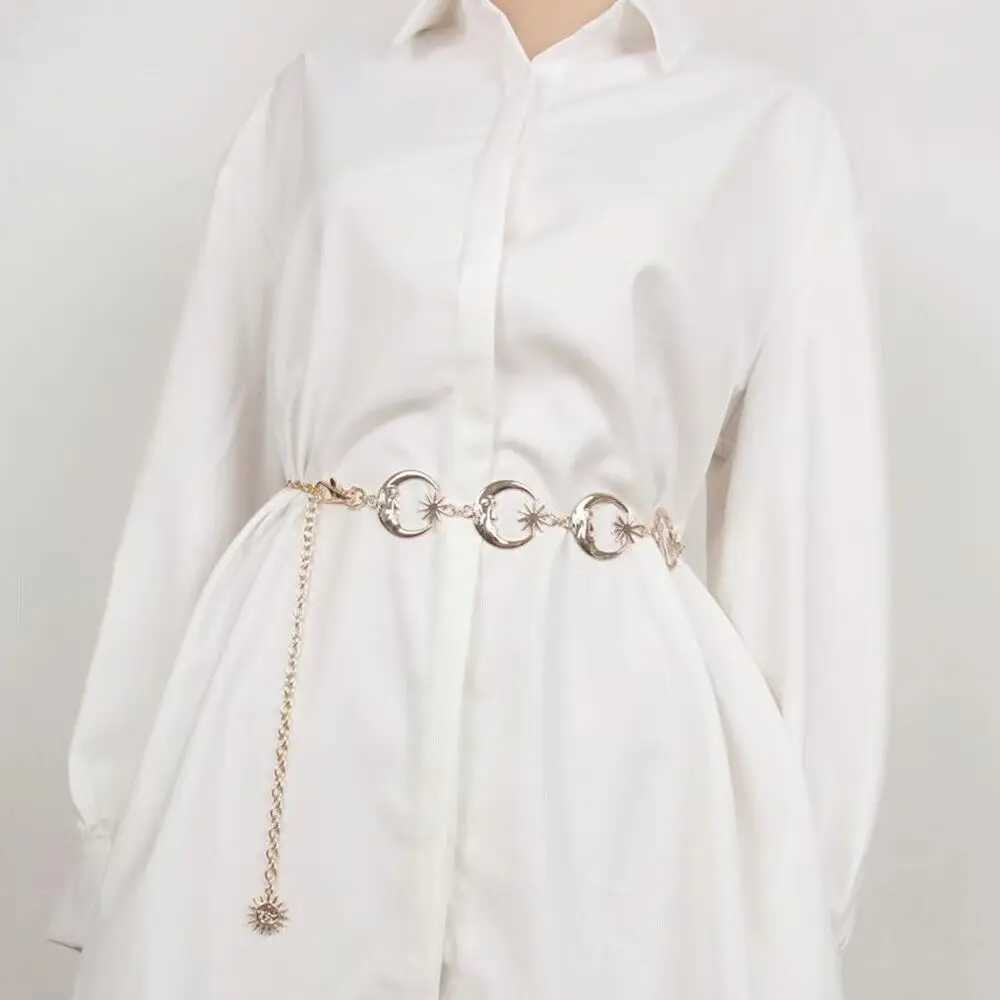 Fashion Moon Sun Metal Belt Retro Waist Chain Strap Belt Dress Jeans 1 piece X250410
