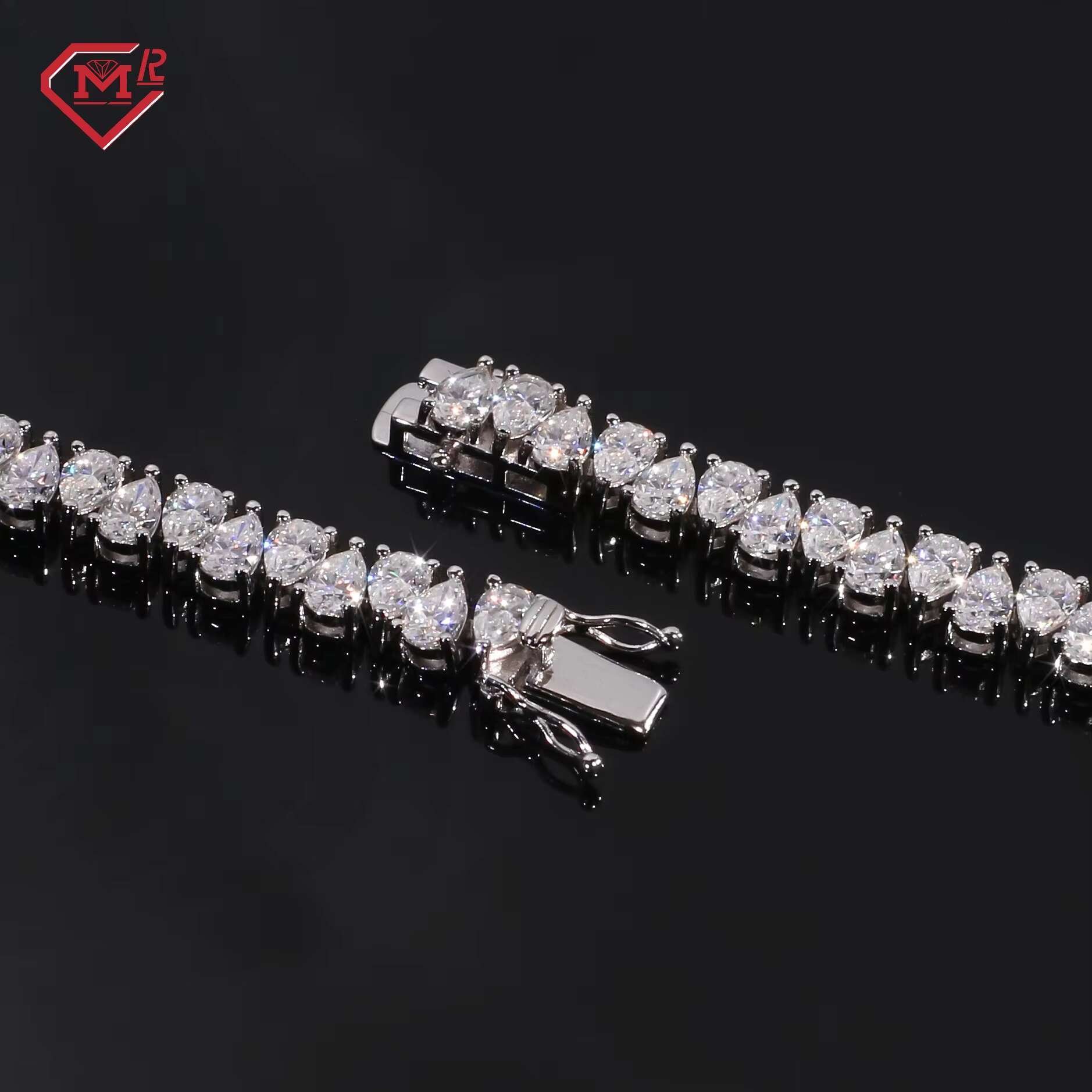 Luxury Moissanite Tennis Chain Bracelet S925 Teardrop Diamond Custom Moissanite Tennis Bracelet