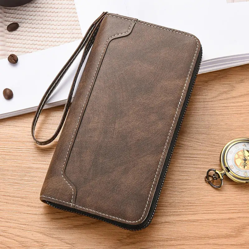 Vintage Mens Clutch Bags RFID Genuine Crazy Horse Leather Handbag Male Long Money Wallets Phone Pouch Man Coin Purse 251110