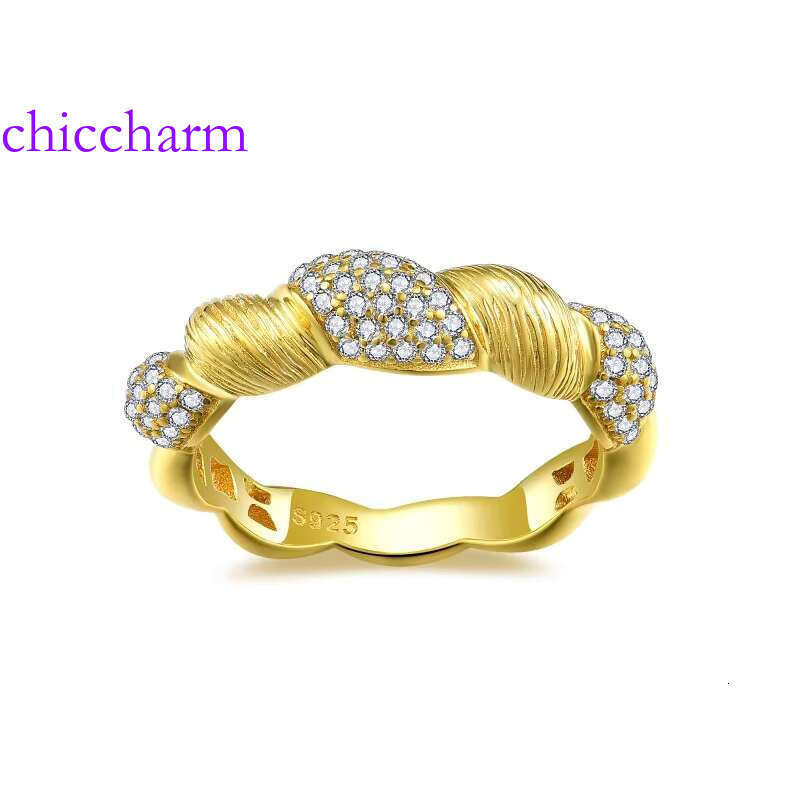 Italian Bukelati brushed all S silver jewelry gold-plated gemstone women's diamond ring