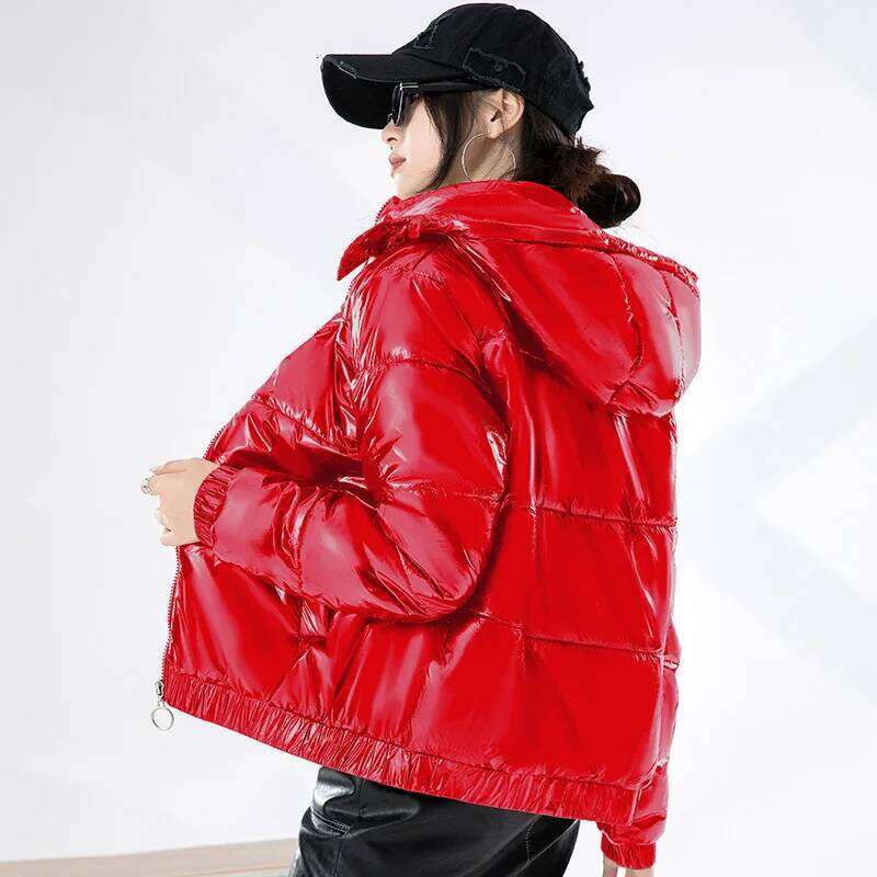 Women's Winter New Bright Face Cotton Padded Jacket Korean Version Fashionable Female Thickened Warm Versatile Hooded Coat