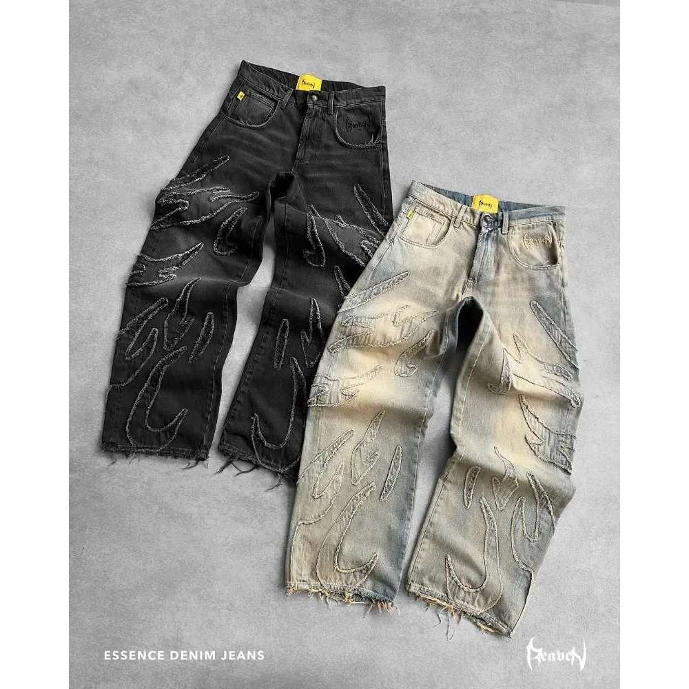Y2k Baggy Jeans Gothic Retro Patchwork Embroidery Wide Leg Pants High Quality Fashionable American Men Women Hip Hop Street Wear