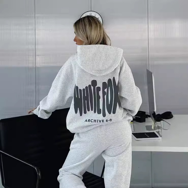 Designer White Foxset Hoodie ze Foam Printed Hooded Sweatshirt Womens Letter Print White Foxsweatshirt Set Autumn Winter High Quality Sports