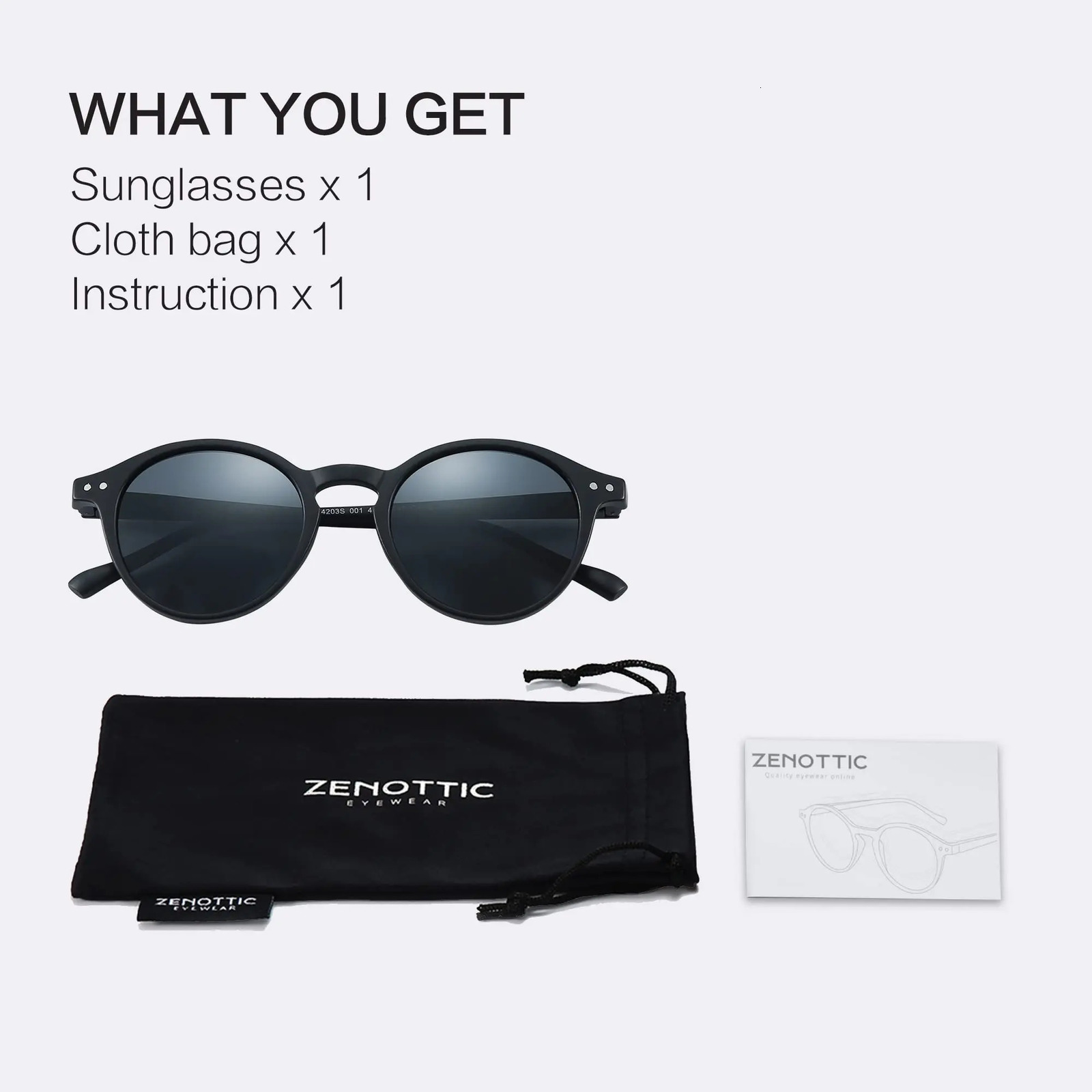 ZENOTTIC Retro Polarized Sunglasses Mens Small Round Frame Lens UV400 Goggles 250410