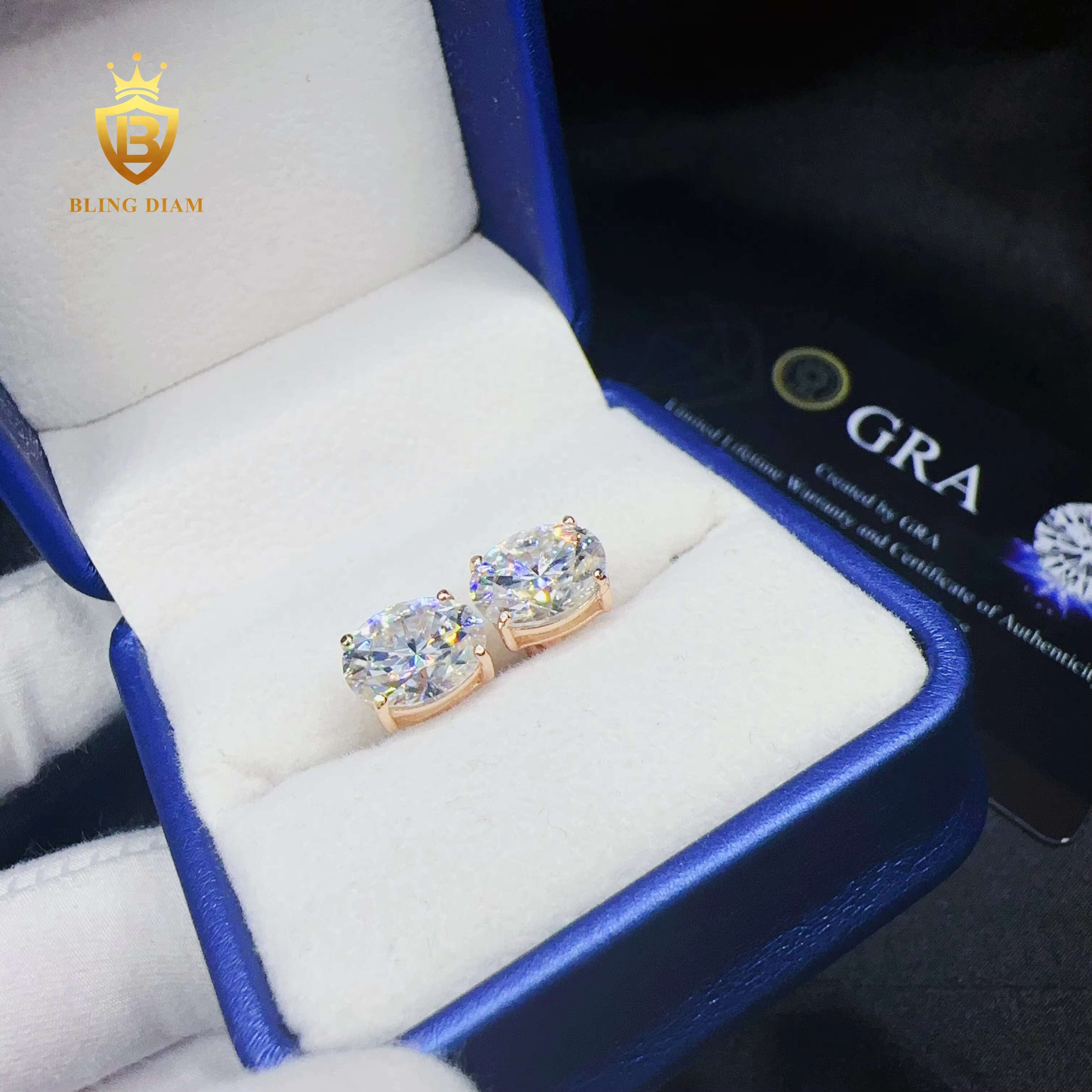Blingdiam Jewelry Factory Price Oval Cut Earrings 925 Sterling Silver VVS Moissanite Single Diamond Earrings for Women