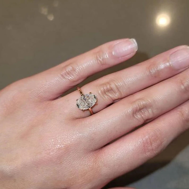 Oval Cut 925 Sterling Silver 13ct Engagement Solitaire Ring for Woman Gold Plated Anniversary Gifts with Certificate 251103
