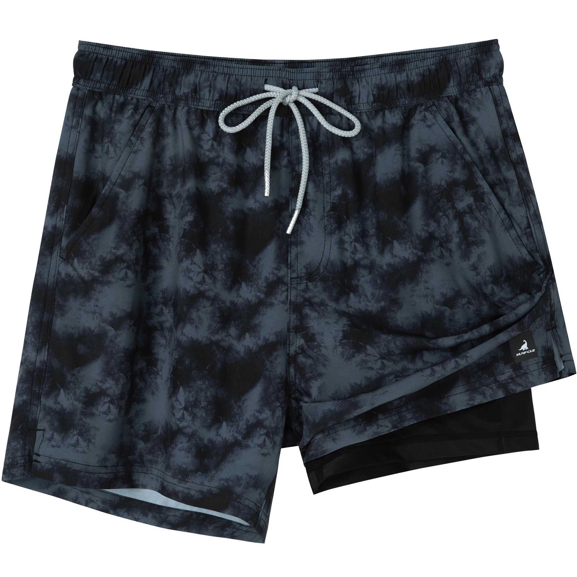 SURFCUZ mens swimming rod with compression lining elastic beach shorts quick drying no reverse gear swim board shorts with pockets X250410