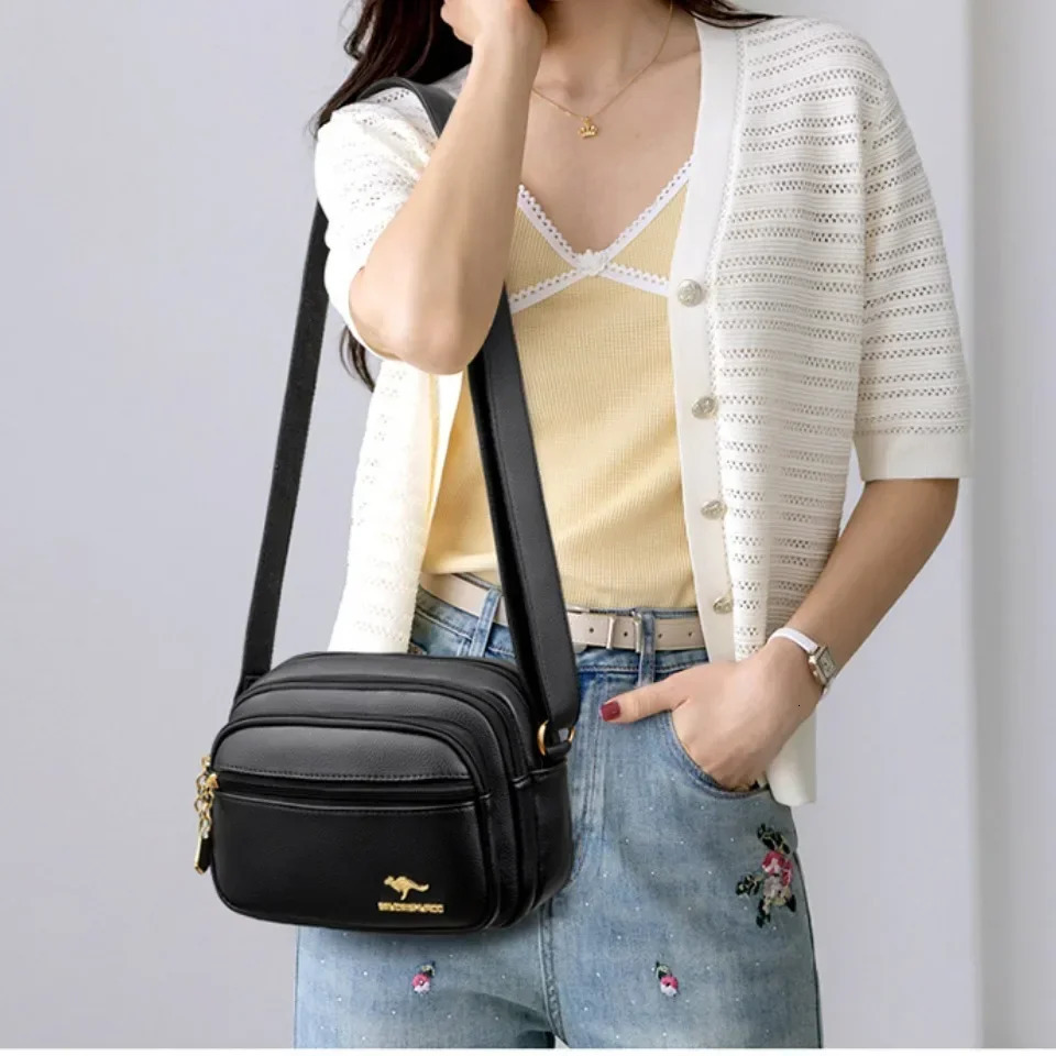 High Quality Soft Leather Purse Fashion Women Shoulder Messenger Bag Multi-pocket Wear-resistant Bag Luxury Ladies Handbag Sac R251110