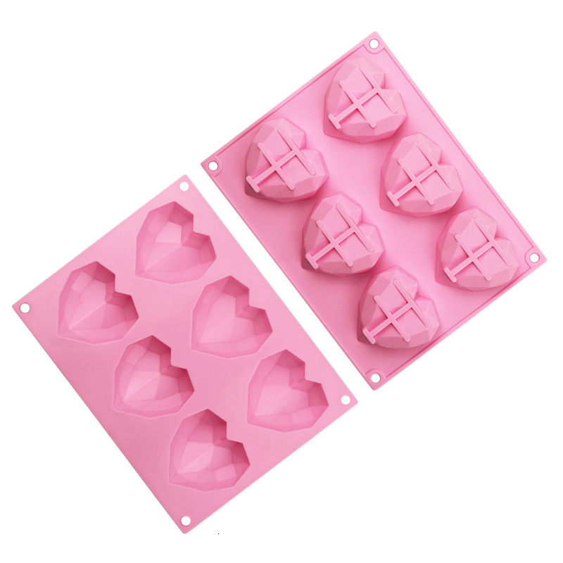 In Stock Wholesale 6-Linked 3D Small Heart Silicone Cake Aromatherapy Plaster Mold Home DIY Handmade Tool