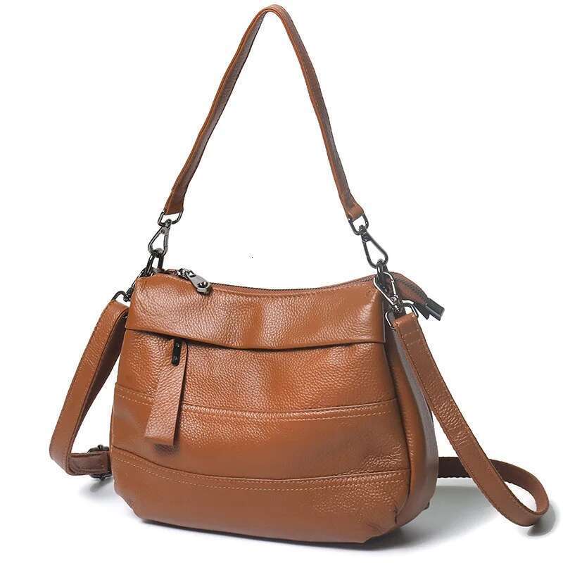 Genuine Leather Commuter Handbag Multiple Compartments - Versatile Shoulder Crossbody Bag For Women With Dual Straps