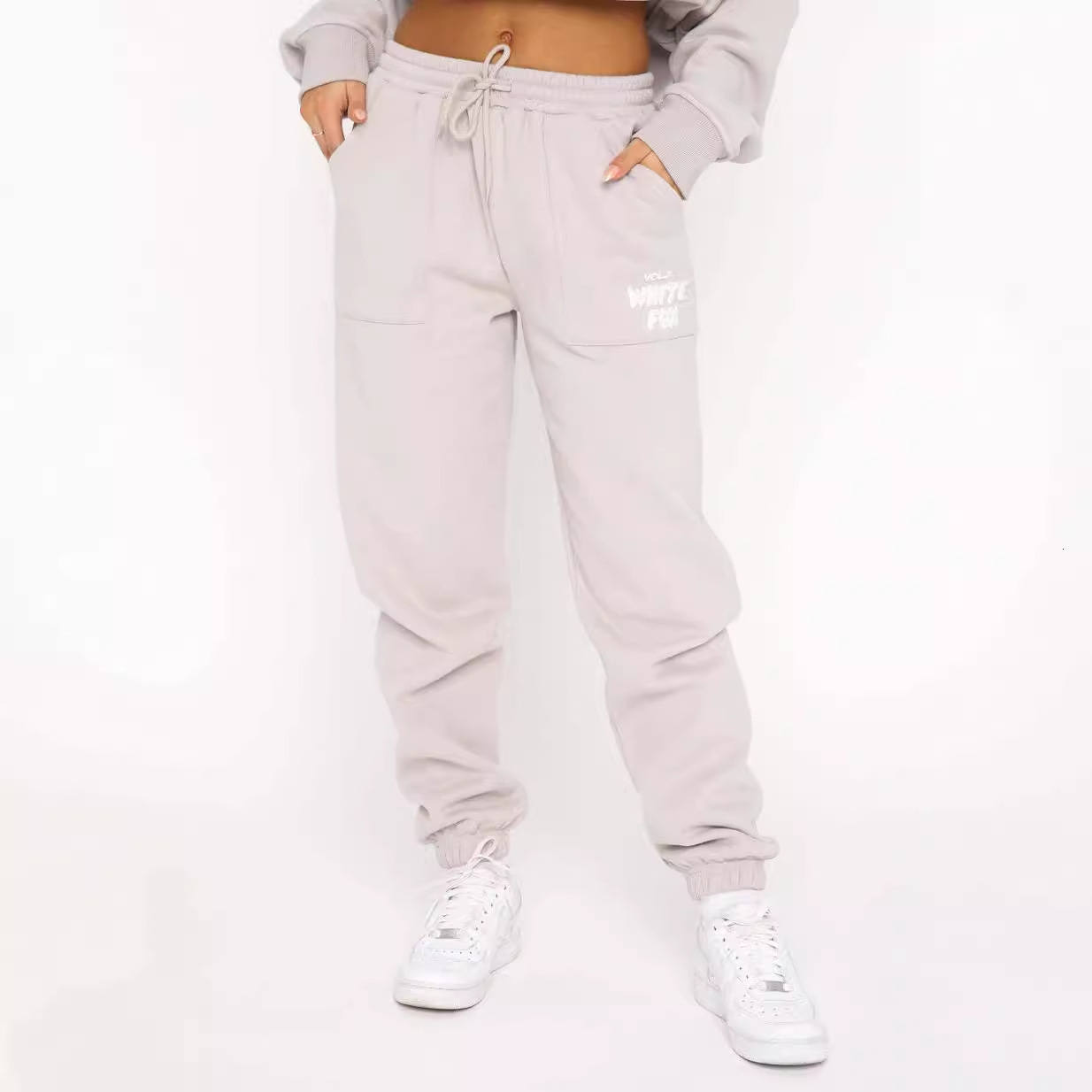 Designer White Foxset Hoodie ze Foam Print Casual Sweatpants