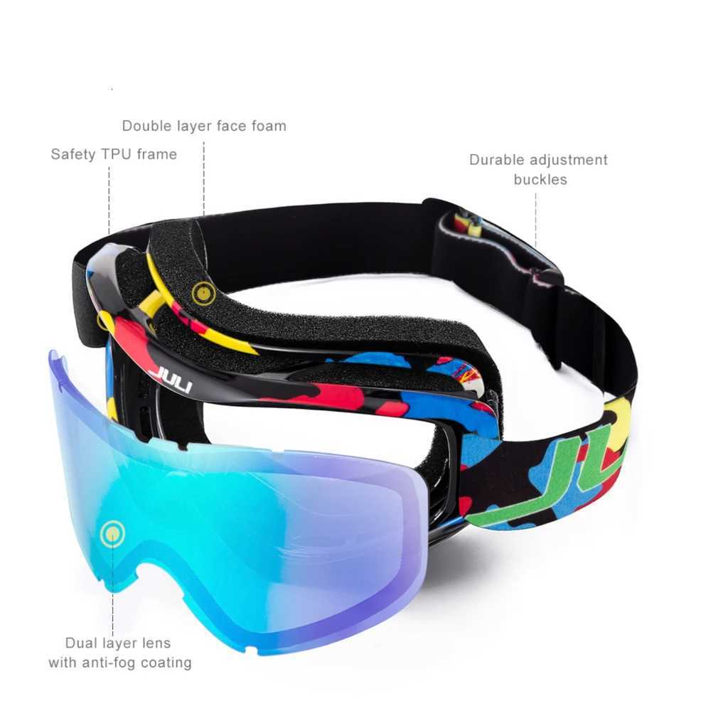 Juli Ski GogglesSnowboard Goggles for Age 3-10 Boy Girl Snowmobile Snow Skiing Skating 4302 K251110