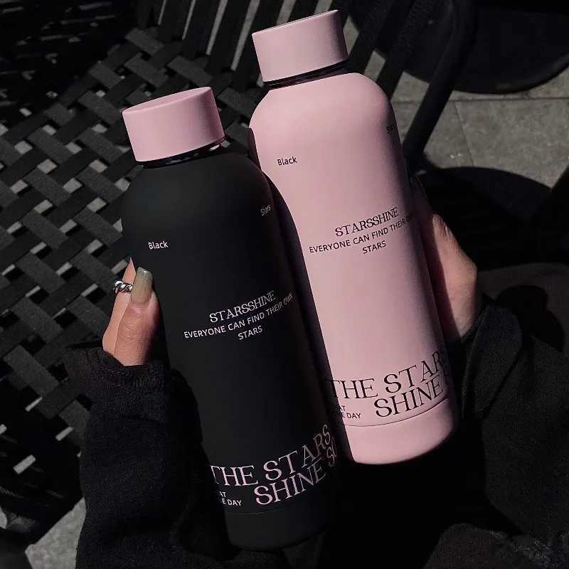 Fashionable cup Black Stainless Steel Insated Water Cup Large Capacity Portable Sports Outdoor Cup Couple Cup Winter Gift Y251110