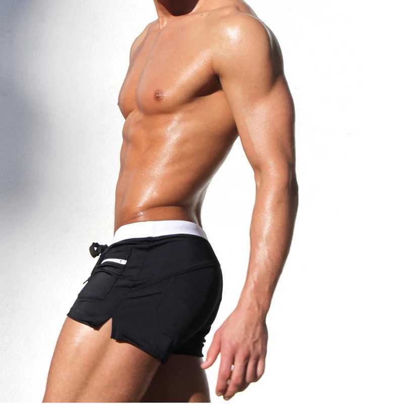 Mens swimming suitcase with zippered pockets summer swimming shorts lining quick drying breathable swimsuit X250410