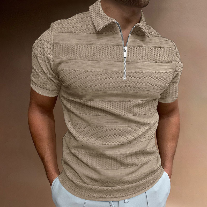 2023 summer mens polo shirt solid color short sleeve lapel T-shirt casual jacquard top men