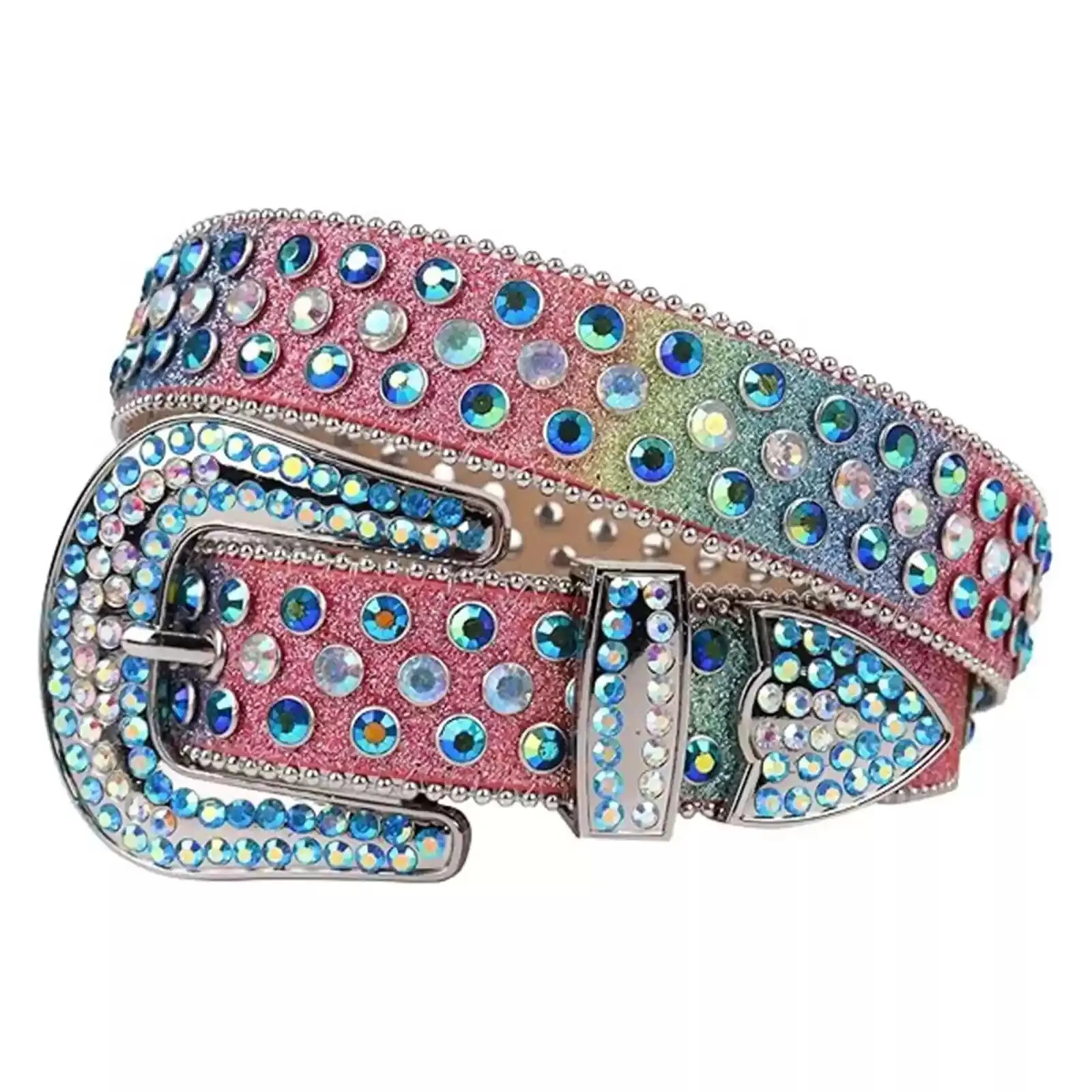 mens casual punk rock rhinestone belts cow suede leather rivets belt women er waistband pin buckle blue studded strapon 250409