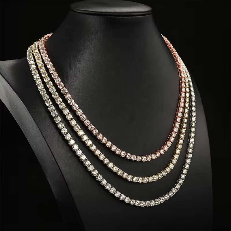 sier plated 3/4/5mm tennis set chilled Miami Cuban chain necklace for women Schmuck jewelry
