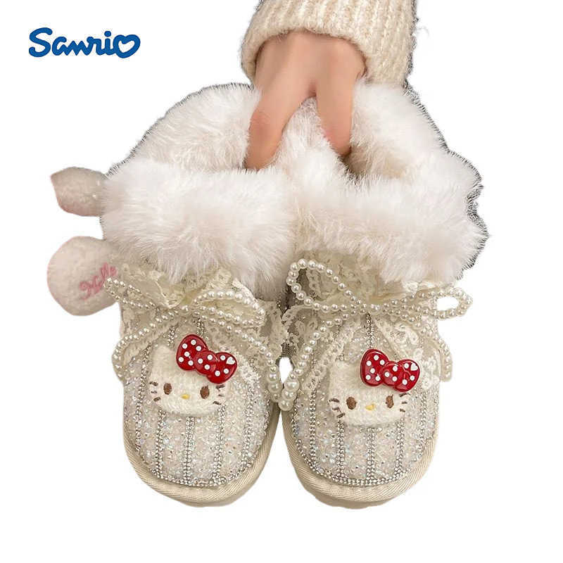 Sanrio Girl Hello Kitty Kawaii Fashion Cartoon Cotton Shoes Student Winter Non-Slip Child Thicken Keep Warm Snow Boots New Style H251110