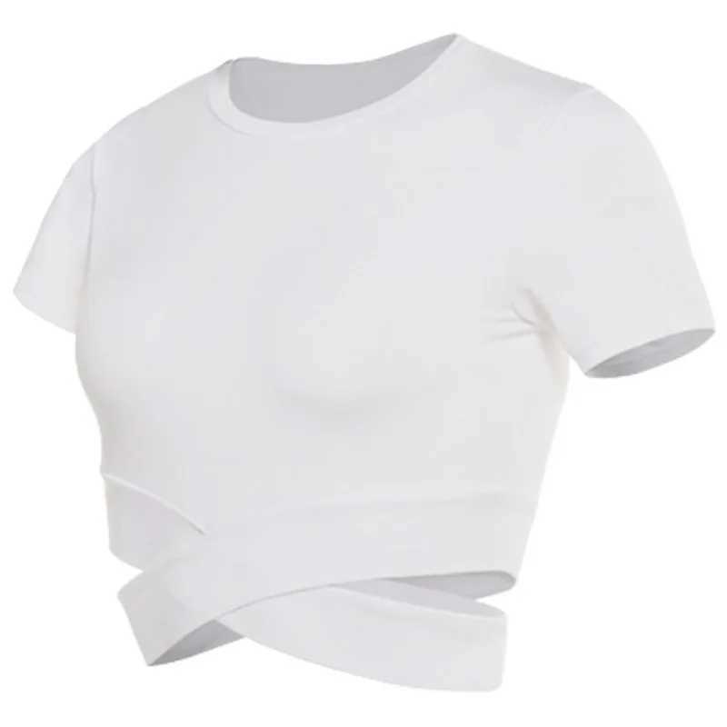 New Womens Fitness T-shirt Clothing Fitness Shirt Womens Seamless Yoga Top Sports Shirt Cutting Top Womens T-shirtXJ250410