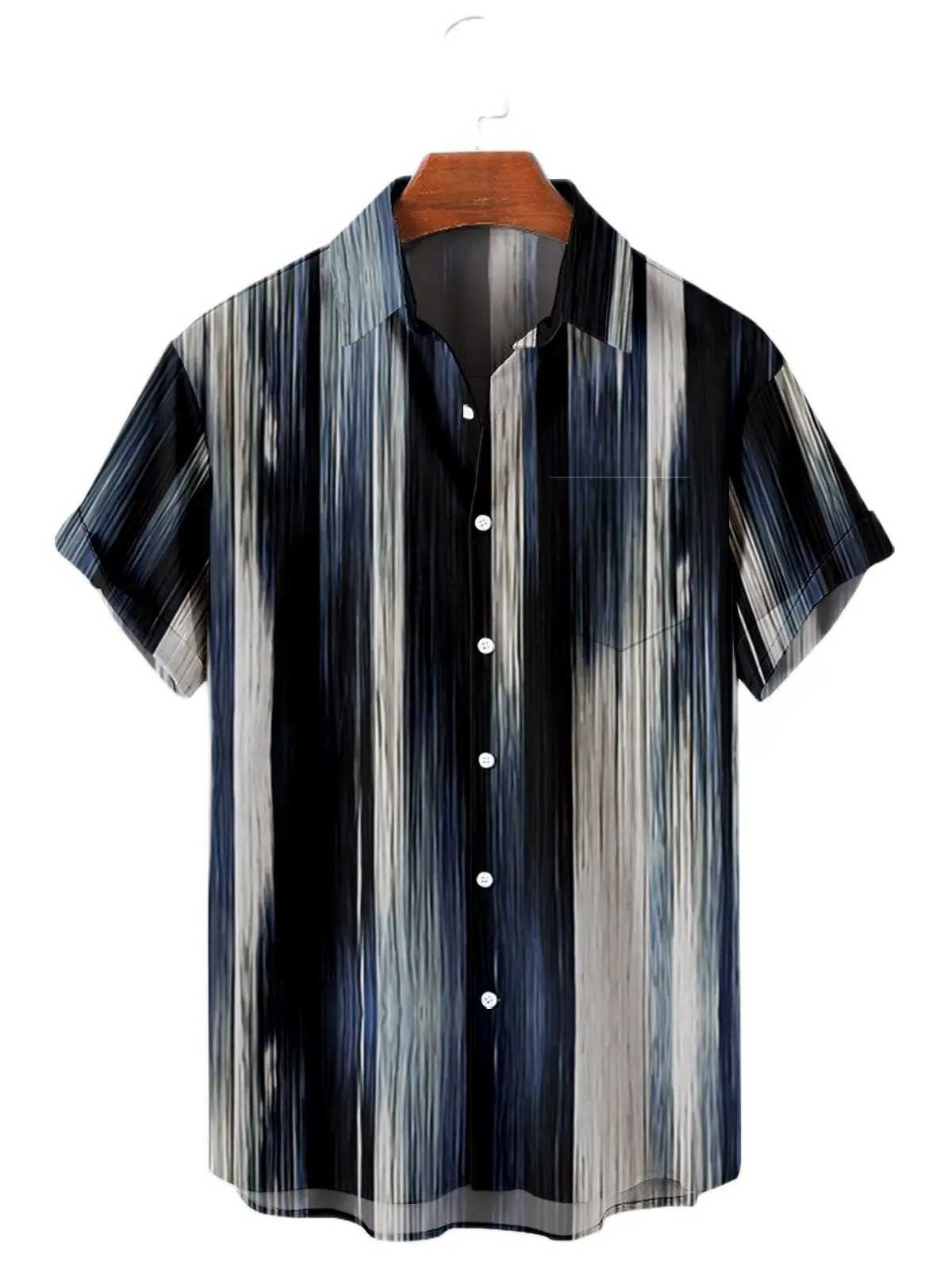 2024 5XL Hawaiian Mens Shirt Color Stripe Camissa Short Sleeve Mens Casual Top Oversized T-shirt X250410