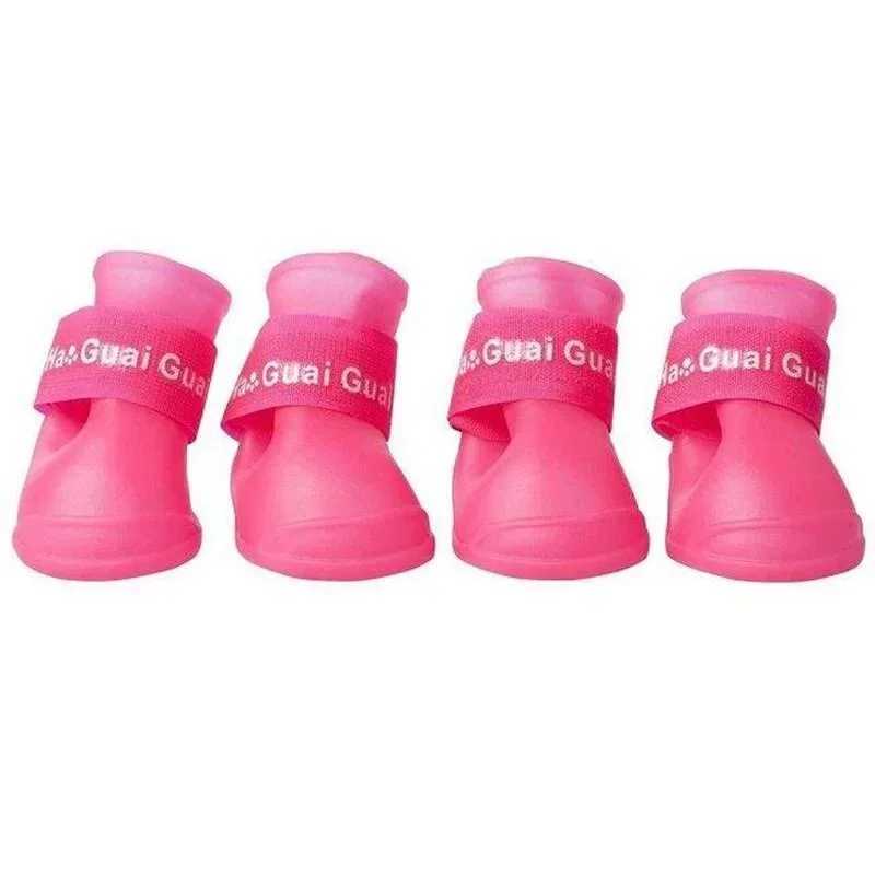 4 pieces of pet dog shoes candy colored waterproof boots rubber shoes rain boots T2504010