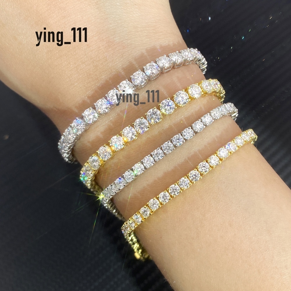 Hip Hop Jewelry 3mm 4mm 5mm VVS Lab Grown Diamond 10K / 14K Soild Gold Iced Out Tennis Chain Bracelet