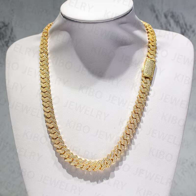 Decent design 12mm width pure sier silica hip-hop ice out Cuban chain